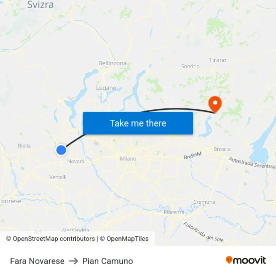 Fara Novarese to Pian Camuno map