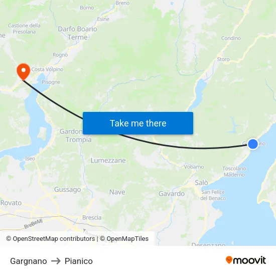 Gargnano to Pianico map