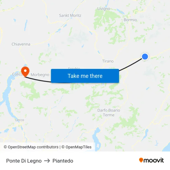 Ponte Di Legno to Piantedo map