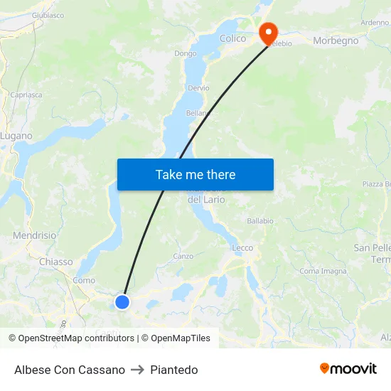 Albese con Cassano to Piantedo map