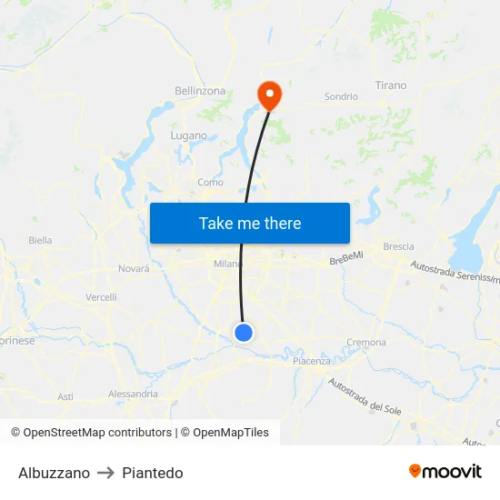 Albuzzano to Piantedo map