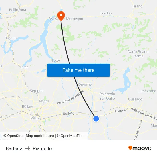 Barbata to Piantedo map