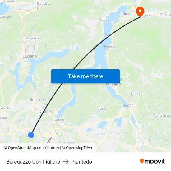 Beregazzo con Figliaro to Piantedo map