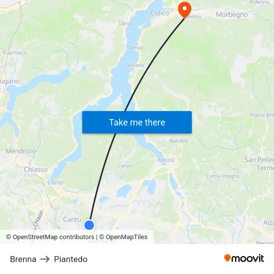 Brenna to Piantedo map