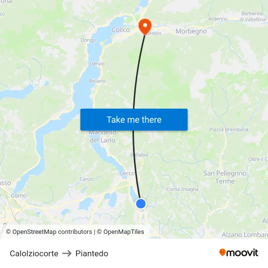 Calolziocorte to Piantedo map