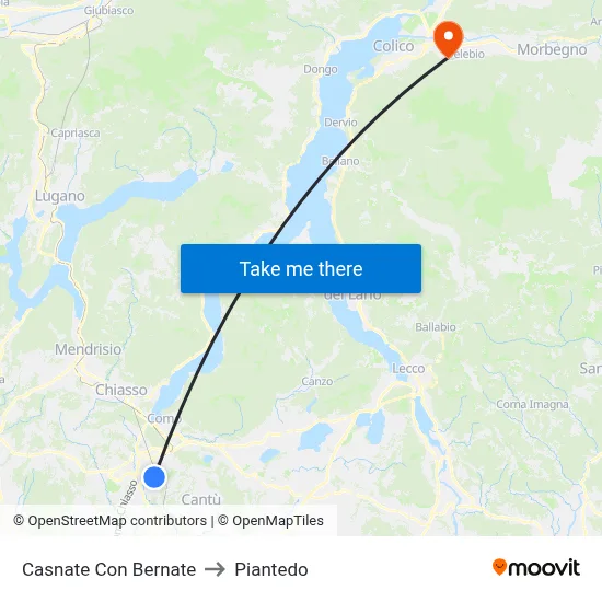 Casnate Con Bernate to Piantedo map