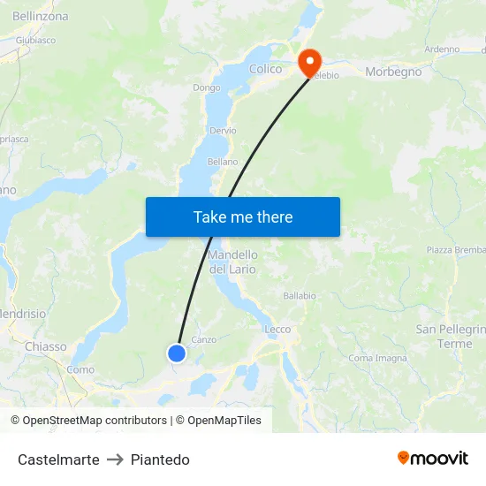 Castelmarte to Piantedo map