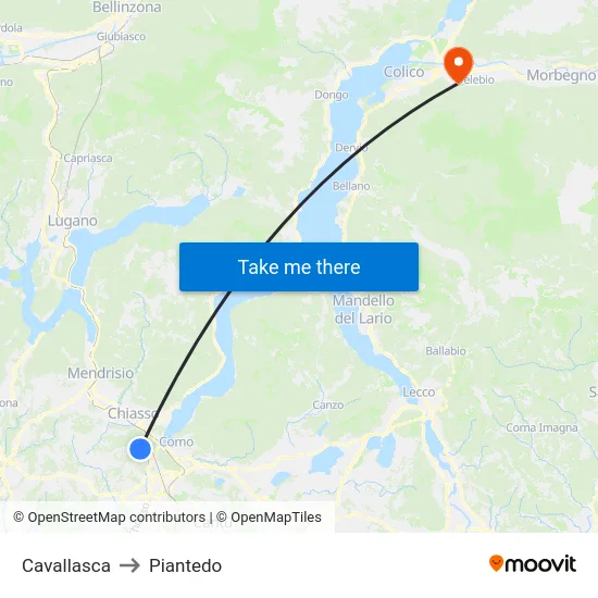 Cavallasca to Piantedo map