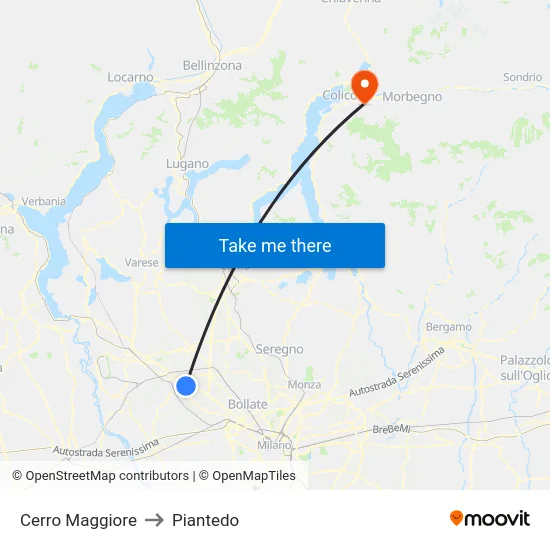 Cerro Maggiore to Piantedo map