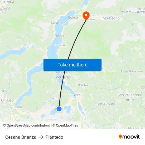 Cesana Brianza to Piantedo map