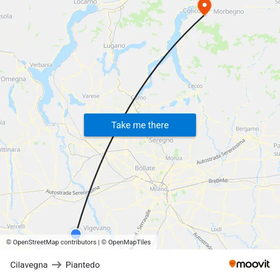 Cilavegna to Piantedo map