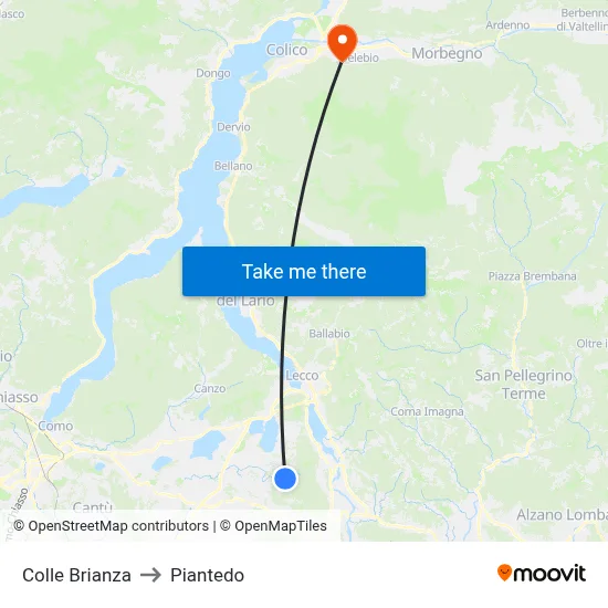 Colle Brianza to Piantedo map