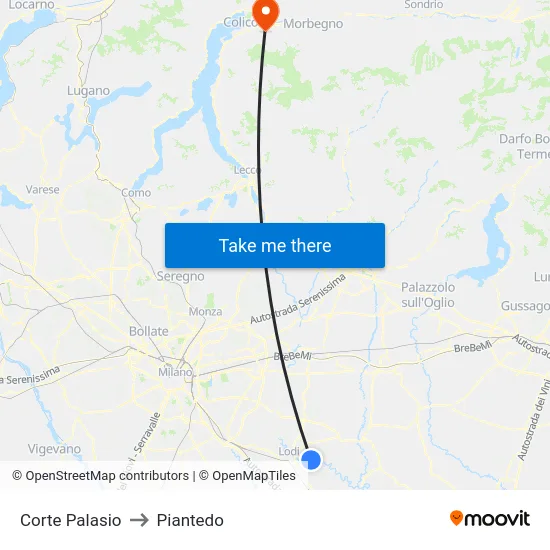 Corte Palasio to Piantedo map