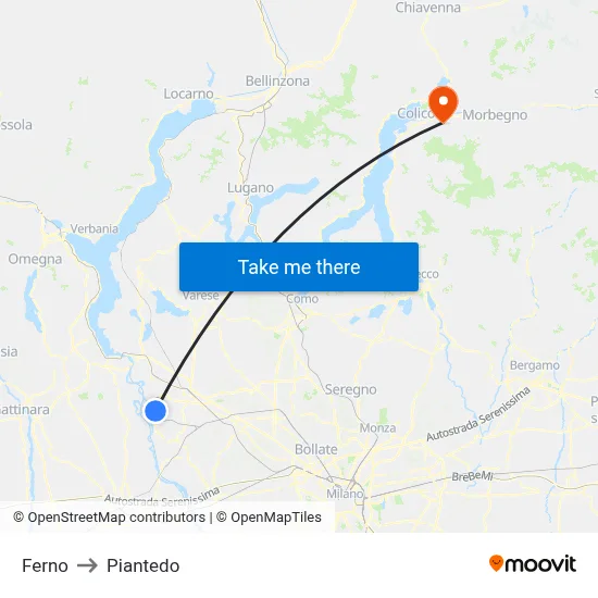 Ferno to Piantedo map