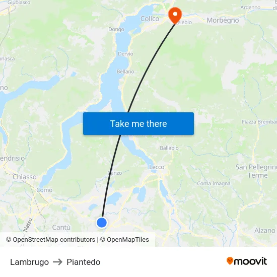 Lambrugo to Piantedo map