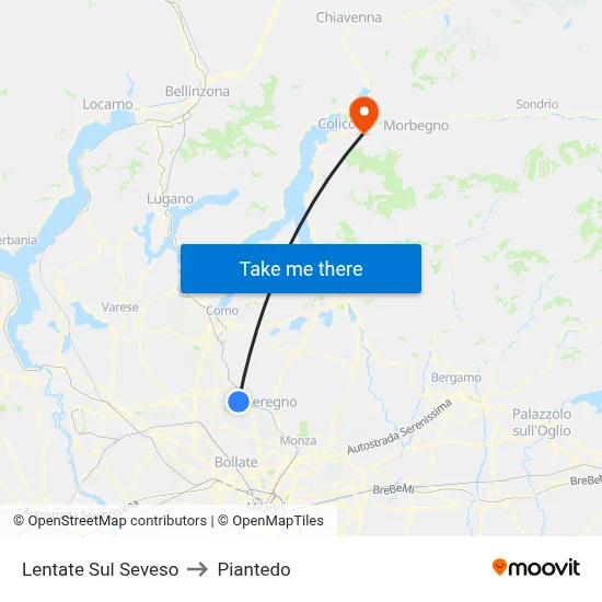 Lentate Sul Seveso to Piantedo map