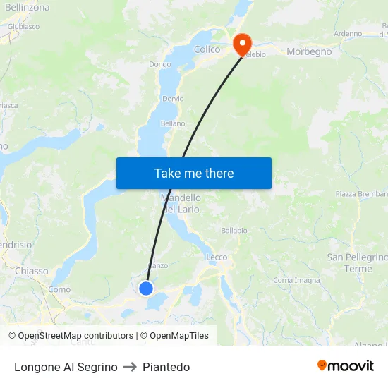 Longone Al Segrino to Piantedo map