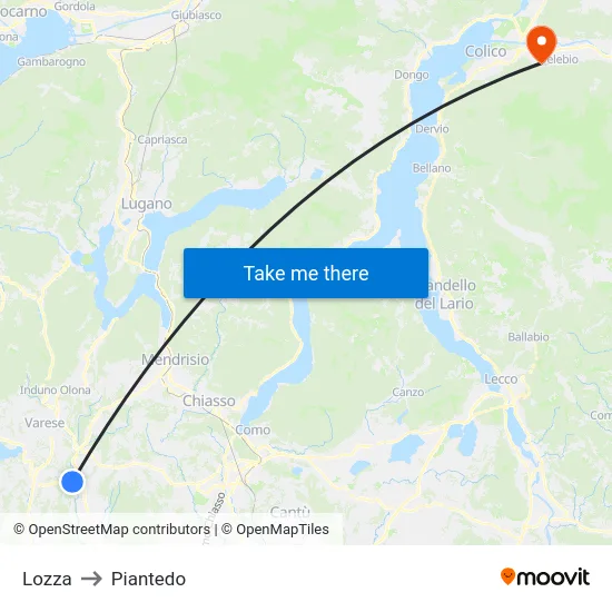Lozza to Piantedo map