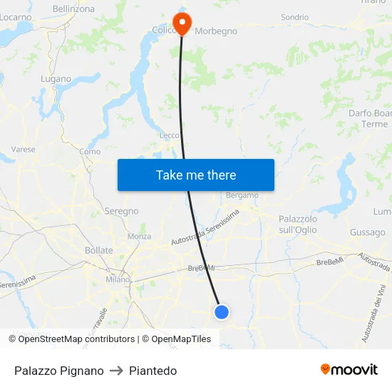 Palazzo Pignano to Piantedo map