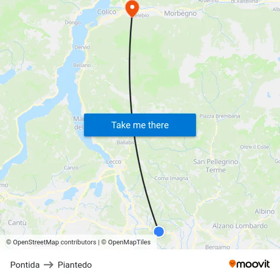 Pontida to Piantedo map