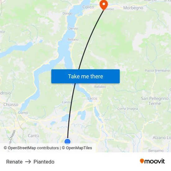 Renate to Piantedo map