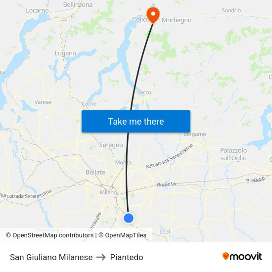 San Giuliano Milanese to Piantedo map
