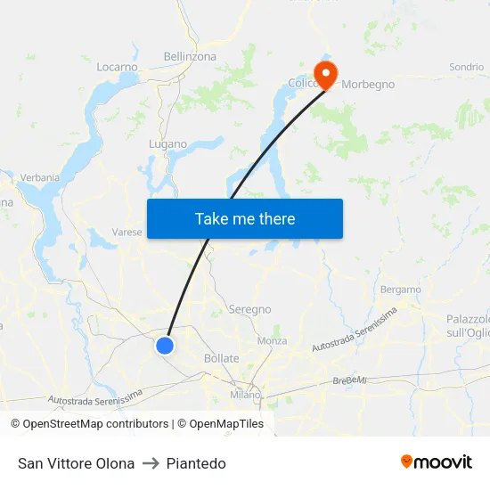 San Vittore Olona to Piantedo map