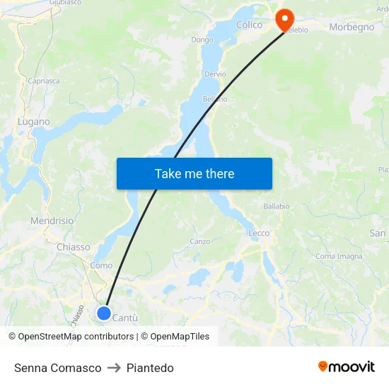 Senna Comasco to Piantedo map