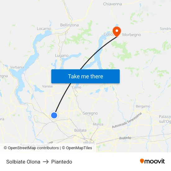 Solbiate Olona to Piantedo map