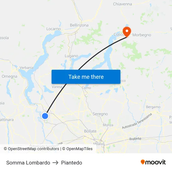 Somma Lombardo to Piantedo map