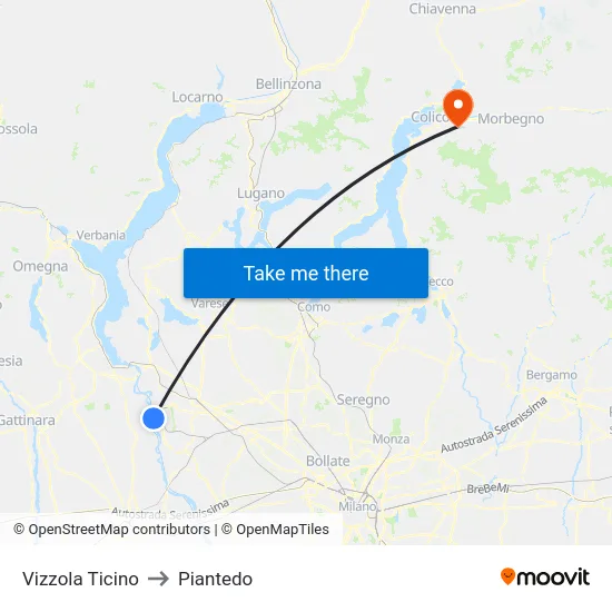 Vizzola Ticino to Piantedo map