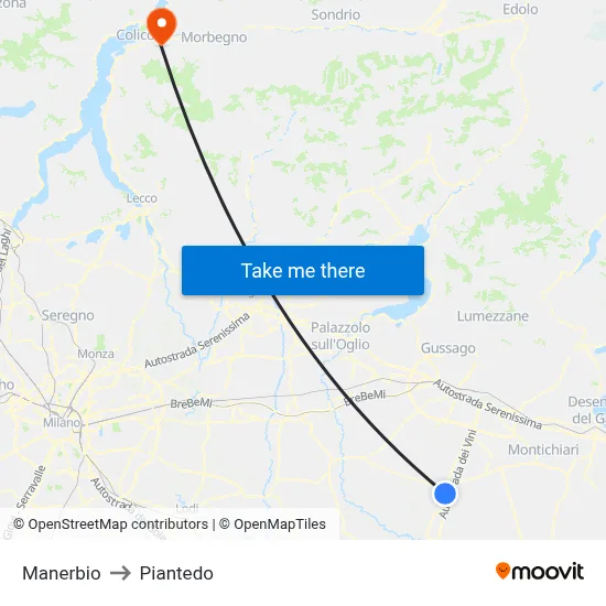 Manerbio to Piantedo map