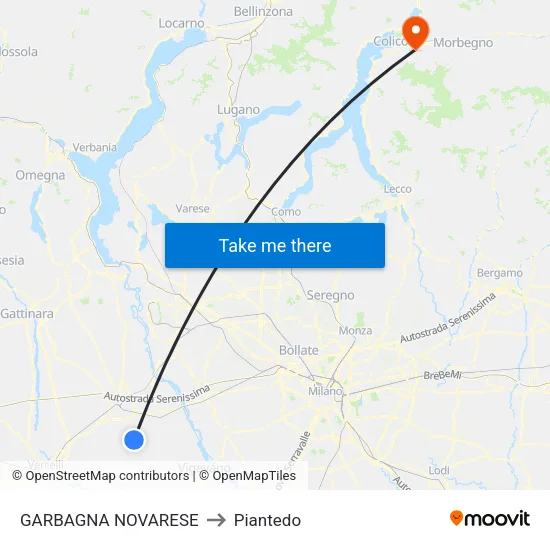 Garbagna Novarese to Piantedo map