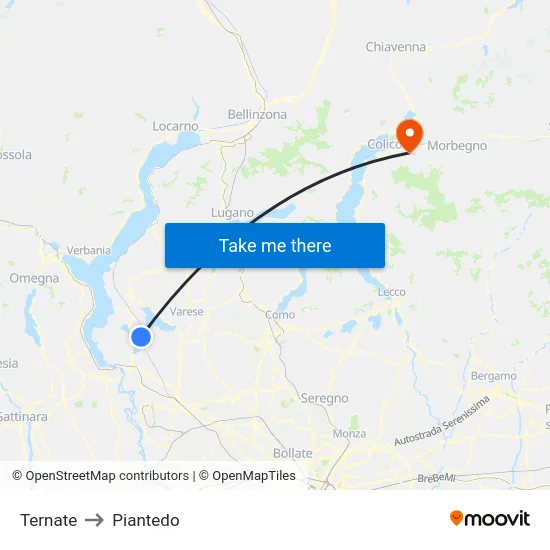 Ternate to Piantedo map