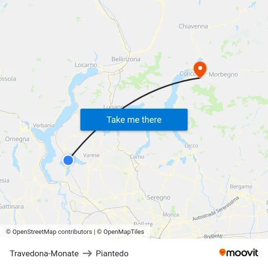 Travedona-Monate to Piantedo map