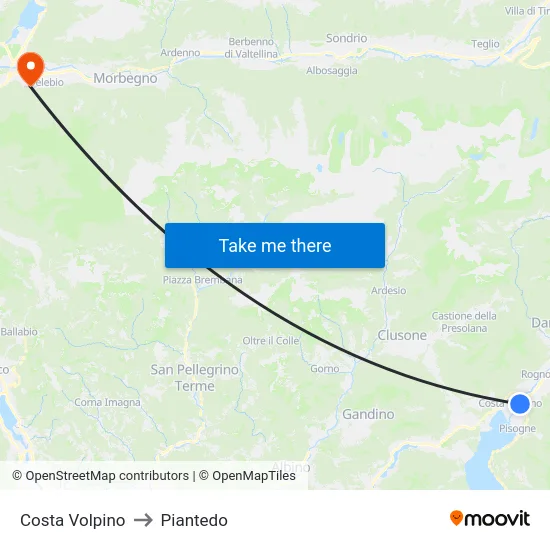 Costa Volpino to Piantedo map