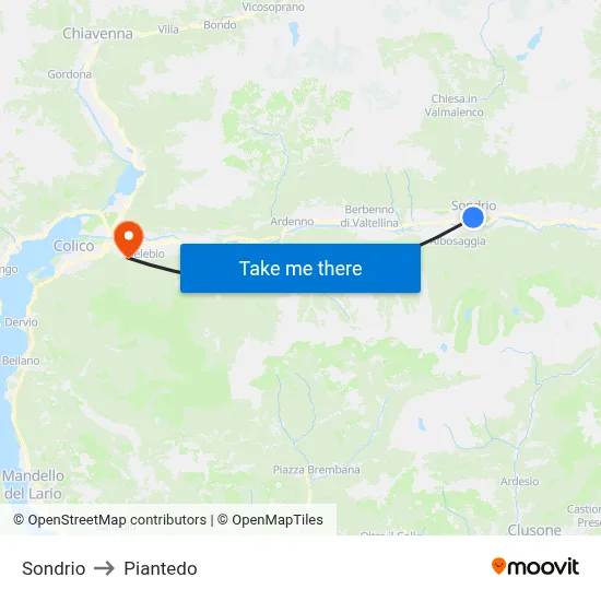 Sondrio to Piantedo map