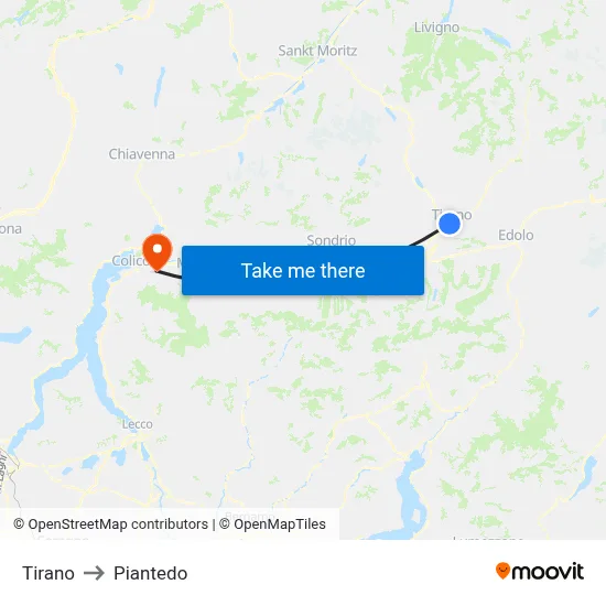 Tirano to Piantedo map