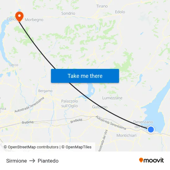 Sirmione to Piantedo map