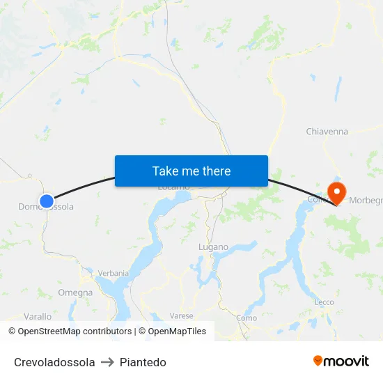 Crevoladossola to Piantedo map