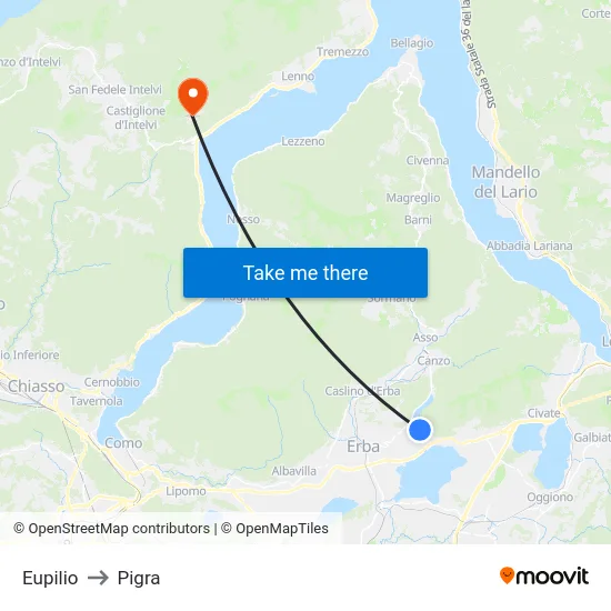 Eupilio to Pigra map