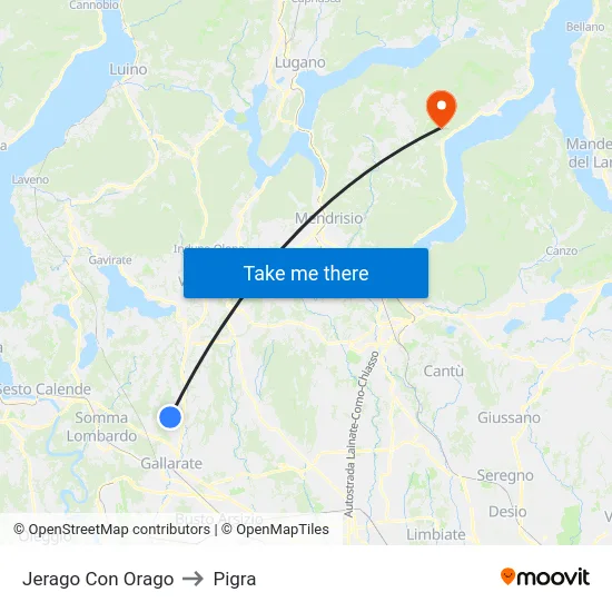 Jerago con Orago to Pigra map