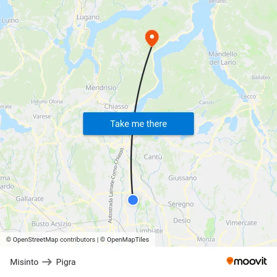 Misinto to Pigra map