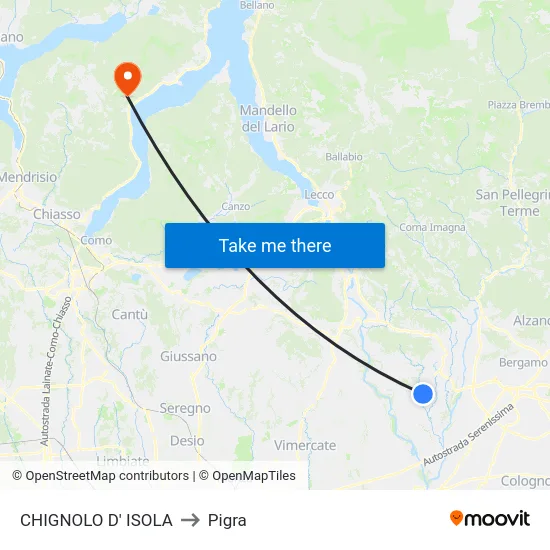Chignolo D' Isola to Pigra map