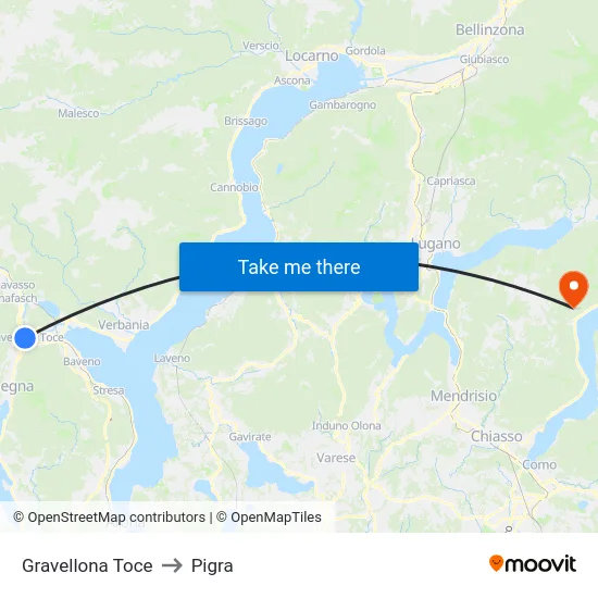 Gravellona Toce to Pigra map