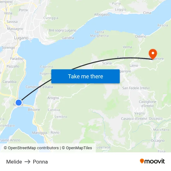 Melide to Ponna map