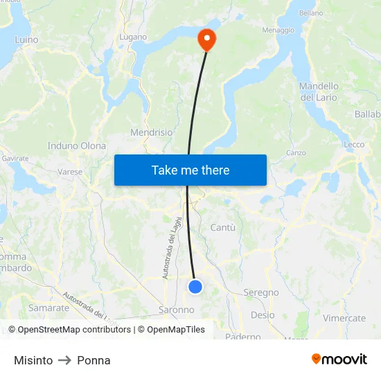 Misinto to Ponna map