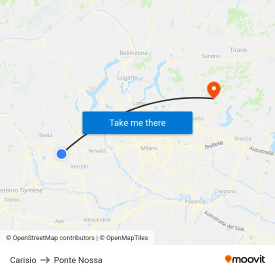 Carisio to Ponte Nossa map