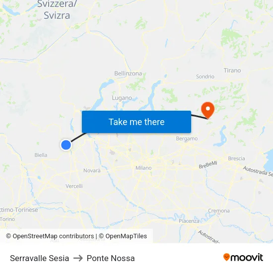 Serravalle Sesia to Ponte Nossa map