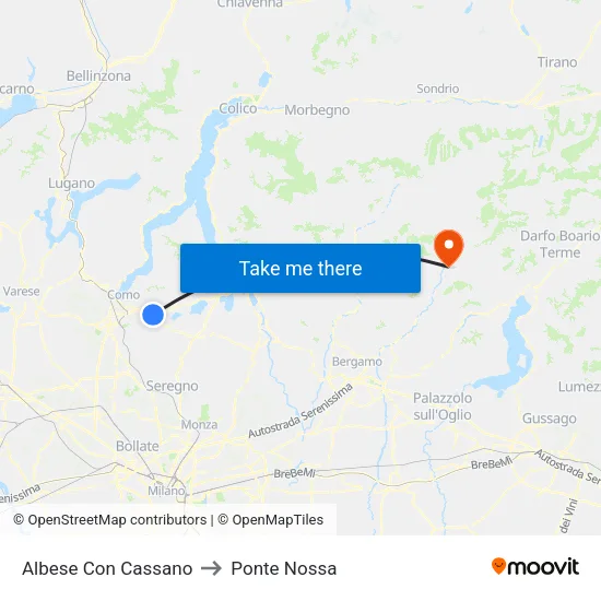 Albese con Cassano to Ponte Nossa map